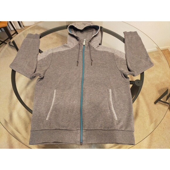 Hugo Boss Zip Up Long Sleeve Gray Sweater Jacket Size Medium